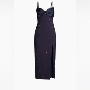 Domenica Bow & Crystal-Embellished Midi-Dress